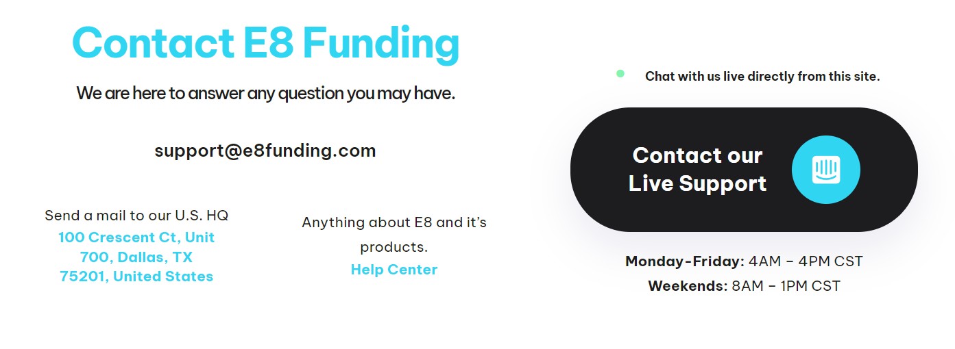 e8 funding support