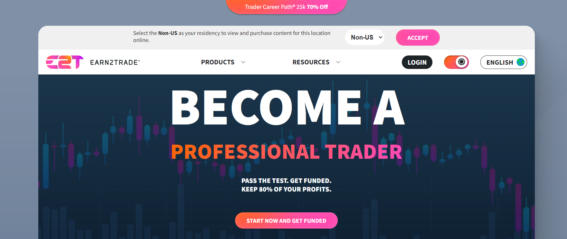 earn2trade landing page