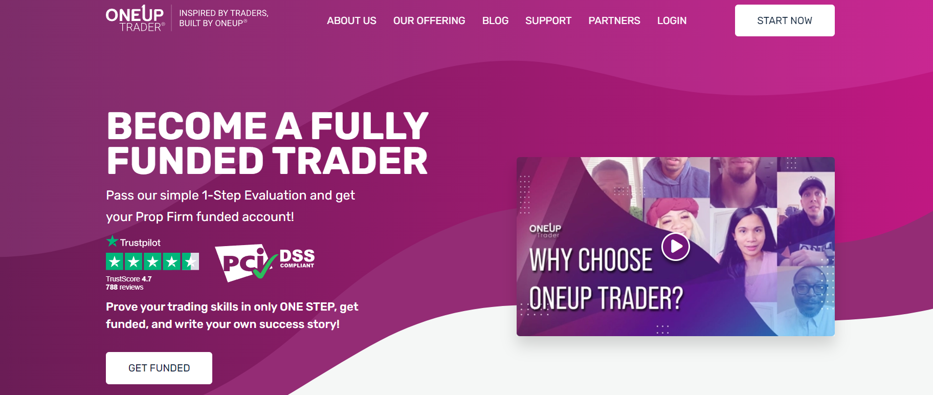 oneup trader landing page